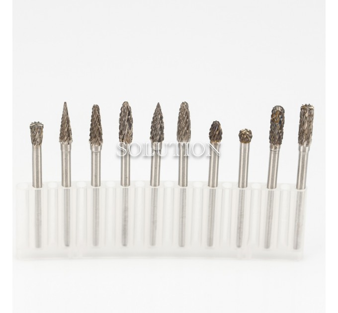 Set of carbide burrs 4x3 (B,C,D,E,F,G,H,L,M,N) 10 pcs
