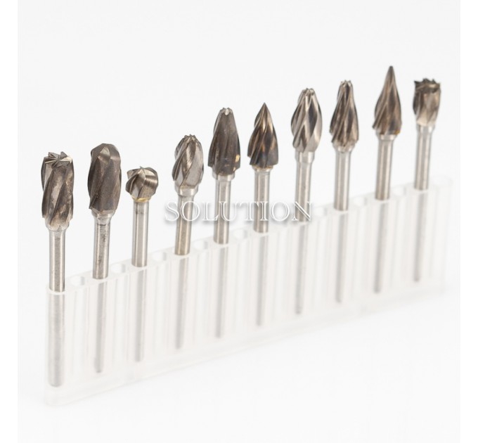 Set of carbide burrs 6x3 (B,C,D,E,F,G,H,L,M,N) Coarse pitch